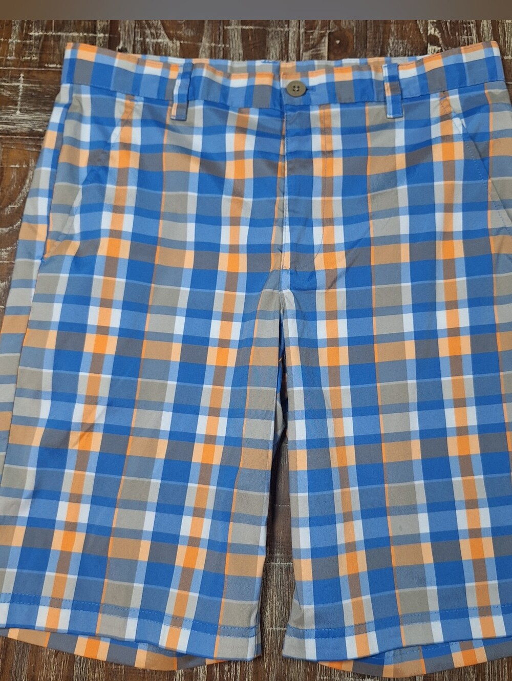 Izod Golf Shorts 32x10 Mens Orange & Blue Performance Short Flat Front Pockets‎